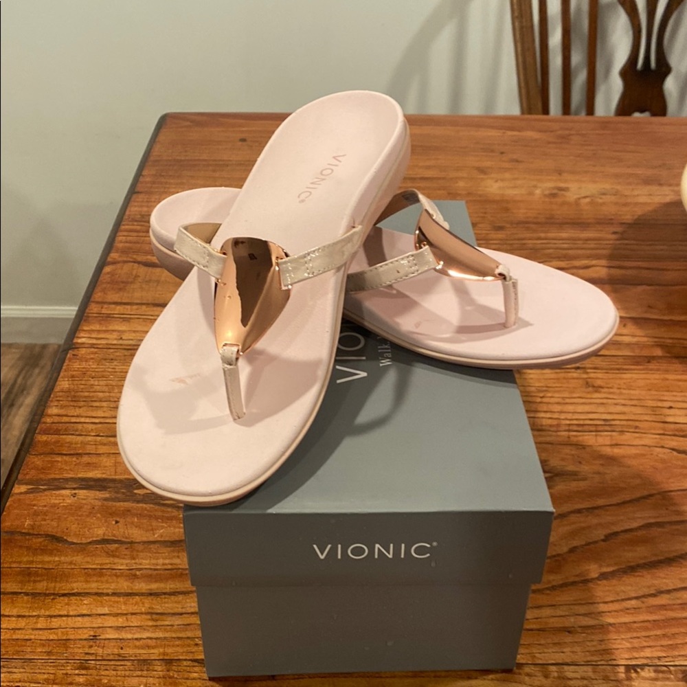 Vionic Gold Sandals with Contoured Footbed